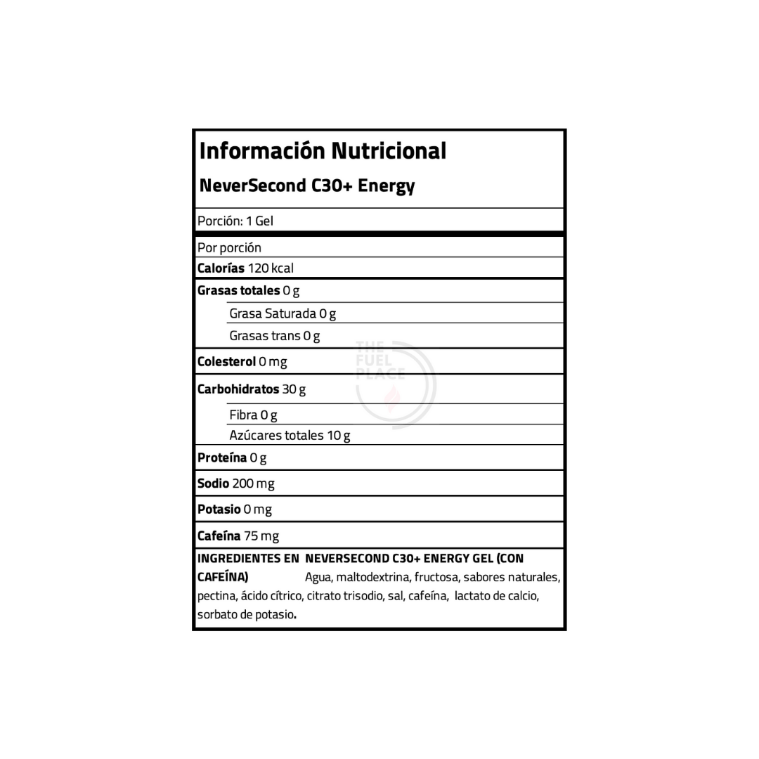 B2B - NeverSecond - C30+ Energy Gel Unflavored Caffeine