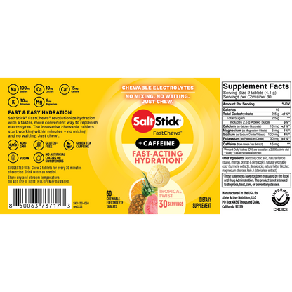 B2B - SaltStick - FastChews+ Tropical Twist Caffeine